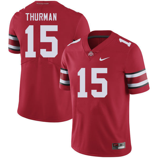 Ohio State Buckeyes Jelani Thurman Men's #15 Red Authentic Stitched College Football Jersey